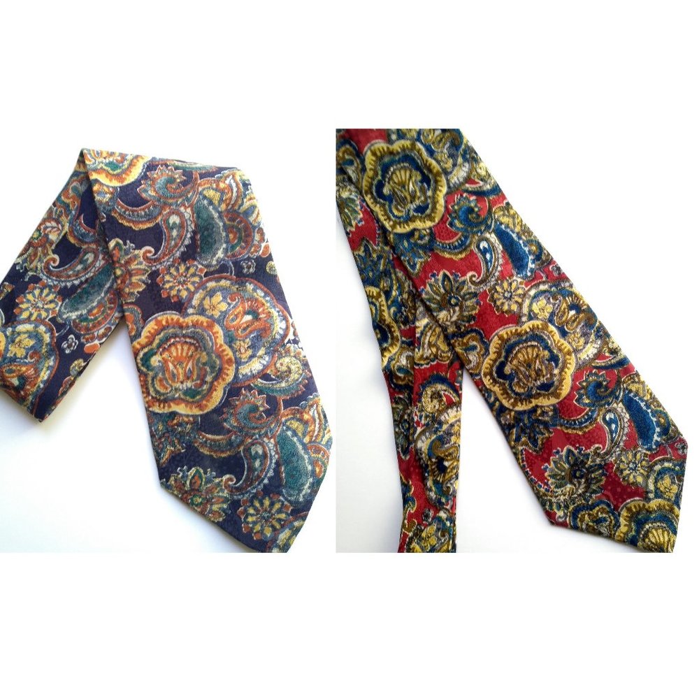TWO 1980s Paisley Silk Neckties by Mezzano